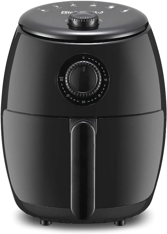 Photo 1 of Elite Gourmet EAF-0201 Personal 2.1 Qt. Compact Space Saving Electric Hot Air Fryer Oil-Less Healthy Cooker, Timer & Temperature Controls, PFOA/PTFE Free, 1000W, Quart, Black, Broken Handle, Operational