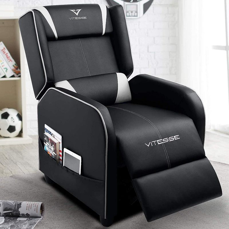 Photo 1 of VIT Gaming Recliner Chair Racing Style Single PU Leather Sofa Modern Living Room Recliners Ergonomic Comfortable Home Theater Seating, New, Minor Cut on Back, Parts Inside