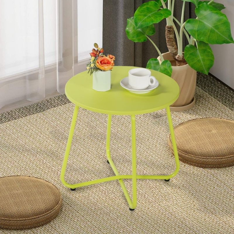 Photo 1 of VECELO Cross-legs Round Side Table/Coffee table - 17.3 '' high x 17.7 ''diameter - Green
