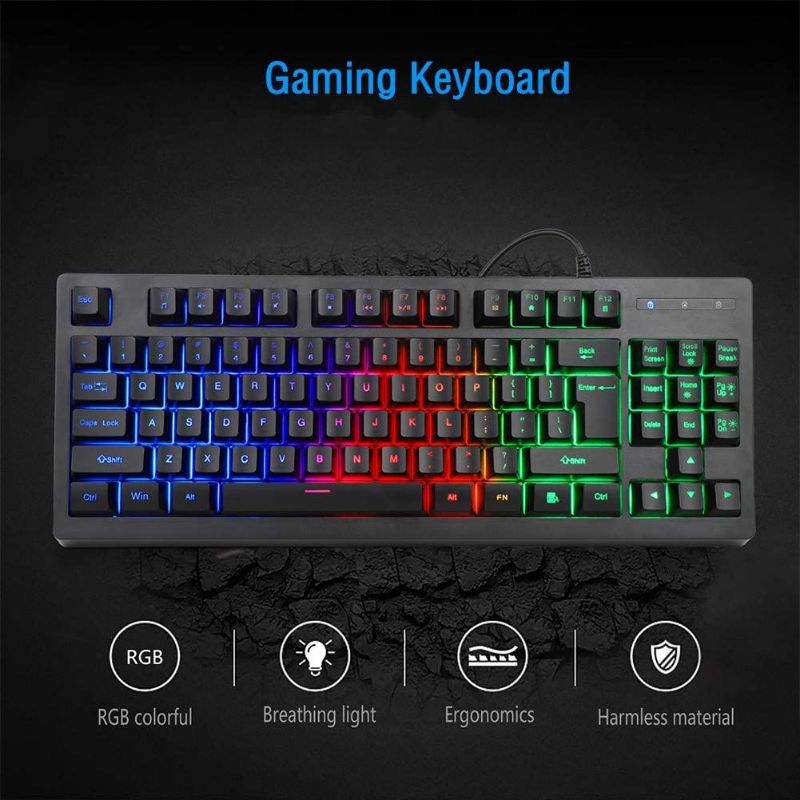Photo 1 of  Keys Gaming Keyboard and Backlit Mouse Combo,BlueFinger USB Wired Rainbow Keyboard,Gaming Keyboard Set for Laptop PC Computer Game and Work