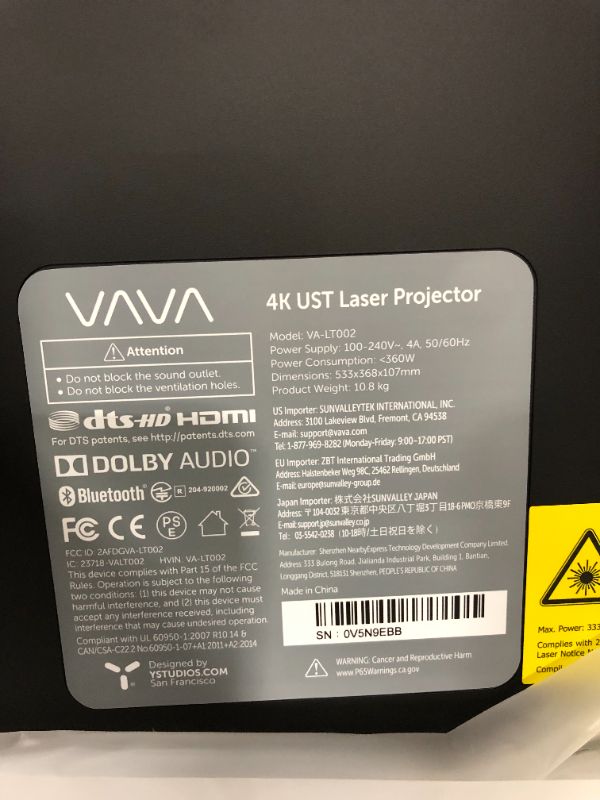 Photo 10 of Vava 4K Ultra Short Throw Laser TV Projector - Black