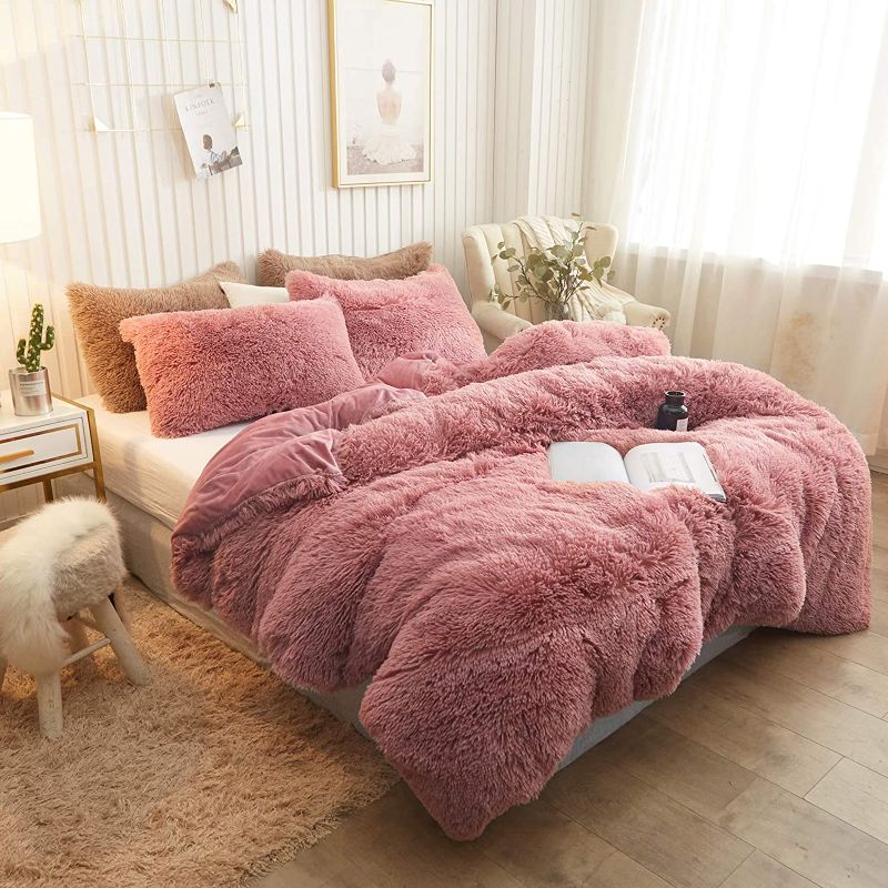 Photo 1 of XeGe Plush Shaggy Duvet Cover Luxury Ultra Soft Crystal Velvet Bedding 1PC(1 Faux Fur Duvet Cover),Zipper Closure(Twin,Old Pink)
1 COVER 1 PILLOW CASE 