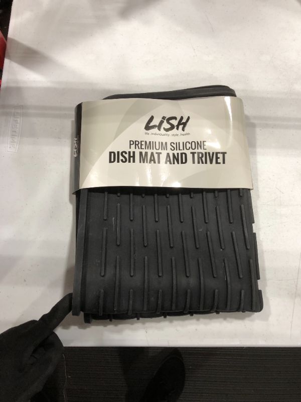Photo 2 of XXL Super Size Silicone Dish Drying Mat 24 x 18 Inch - Large Counter Top Dish Pad and Trivet by LISH (Black, 24 x 18)
