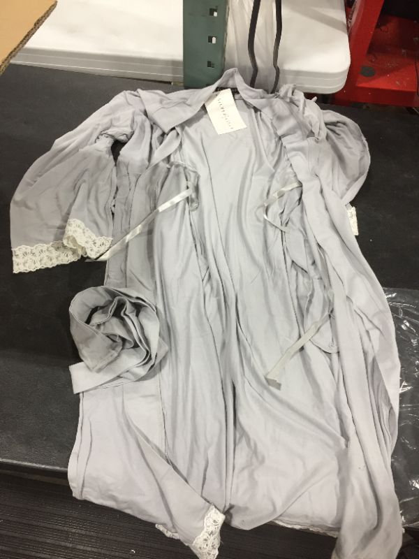 Photo 1 of Maternity Kimono Robe w/ Lace Trim - Lightweight Labor and Delivery Nursing Bathrobe for Moms - Silver Lilly (Light Grey, 2xl 2 PACK 