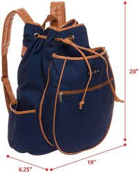 Photo 1 of LISH Match Point Canvas Tennis Racket Backpack - Solid Drawstring Racquet Holder Bag
