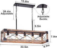 Photo 1 of Airposta Kitchen Island Lighting, 33.5-Inch 5 Lights Farmhouse Linear Chandelier for Dining Room Pool Table Pendant Light Fixture, Rusti
