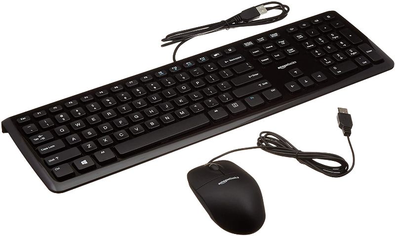 Photo 1 of Amazon Basics USB Wired Computer Keyboard and Wired Mouse Bundle Pack
