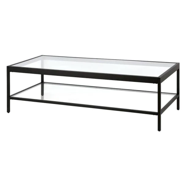 Photo 1 of Alexis 54 in. Blackened Bronze Rectangle Glass Coffee Table

