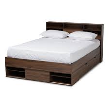 Photo 1 of Baxton Studio Tristan Modern and Contemporary Walnut Brown Finished Wood 1-Drawer Queen Size Platform Storage Bed with Shelves 1 BOX OF BOXES 
