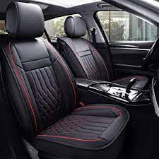 Photo 1 of Aierxuan 5pcs Car Seat Covers Full Set with Waterproof Leather,Airbag Compatible Automotive Vehicle Cushion Cover Universal fit for Most Cars (Black and red) …