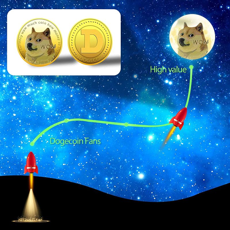Photo 1 of 2 PCS 1oz Dogecoin Commemorative Gold Coin 2021 Limited Edition Collectible Coin Plated Doge Coins with Protective Case for Kids 2 PACK