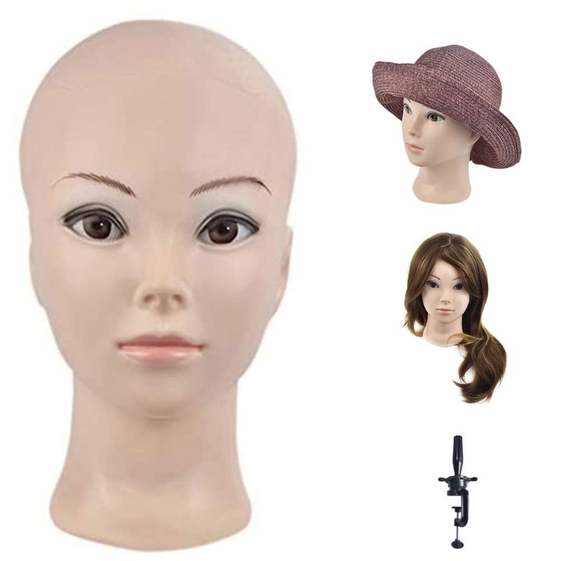 Photo 1 of Ba Sha Bald Mannequin Head Beige Female Professional Cosmetology Manikin Doll head for Wigs Making Wig Display Hat Display Glasses Display with Free Clamp
