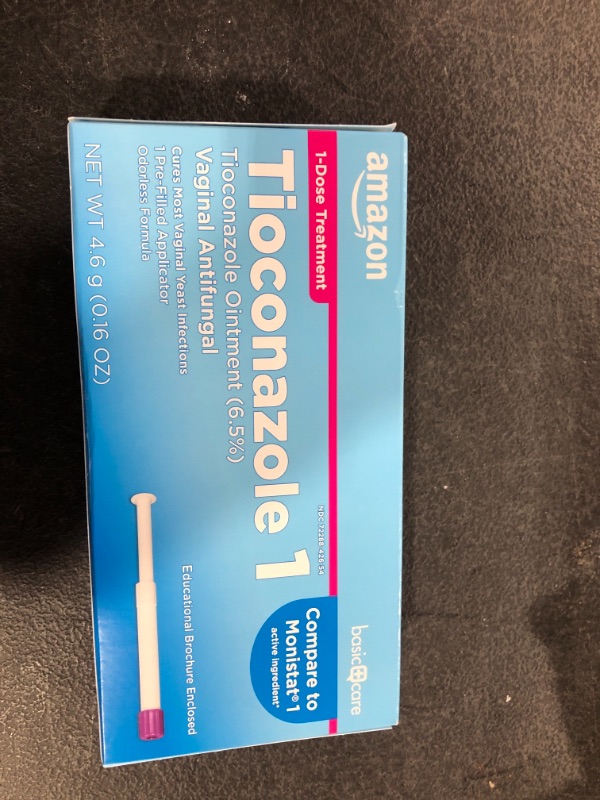 Photo 2 of Amazon Basic Care Tioconazole Ointment 6.5 Percent, Vaginal Antifungal; 1-Dose Treatment for Vaginal Yeast Infections EXP. 06 2023