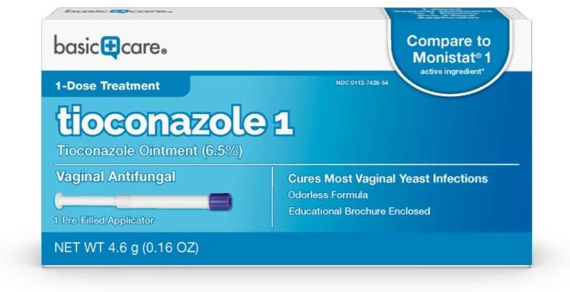 Photo 1 of Amazon Basic Care Tioconazole Ointment 6.5 Percent, Vaginal Antifungal; 1-Dose Treatment for Vaginal Yeast Infections EXP. 06 2023