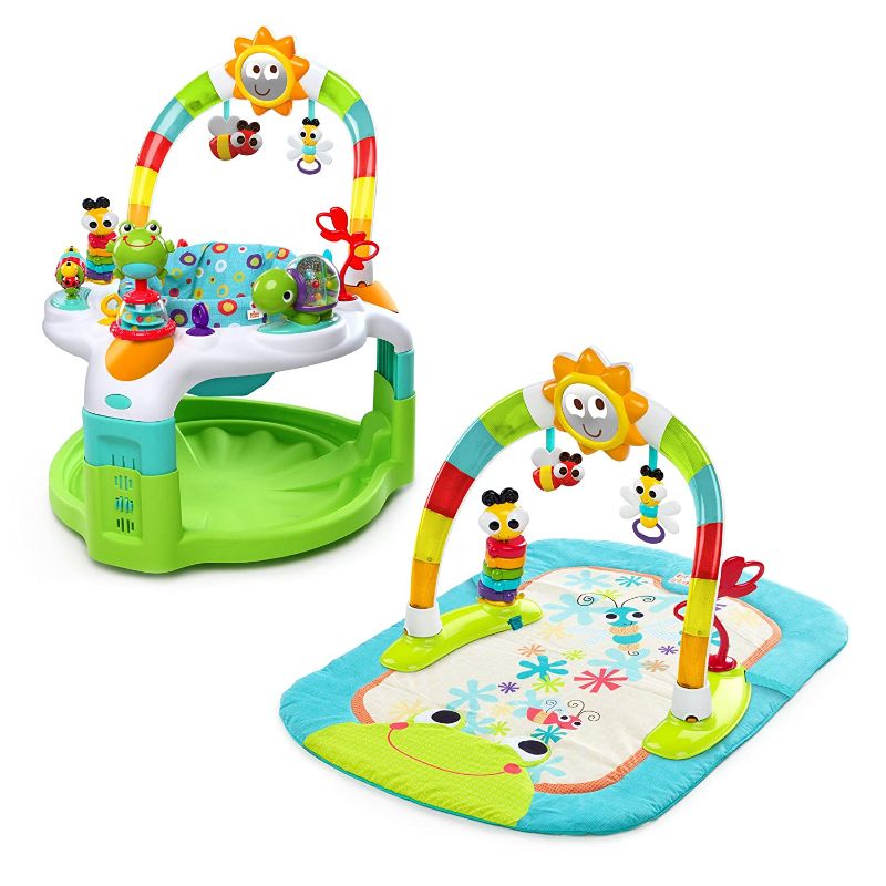 Photo 1 of Bright Starts 2 in 1 Laugh & Lights Activity Gym and Saucer, Green