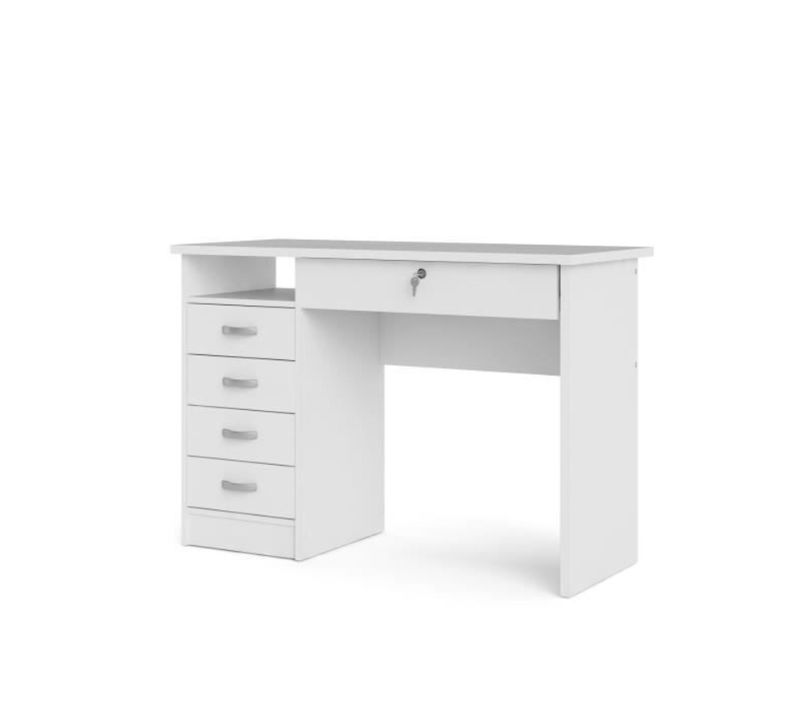 Photo 1 of Desk 5 Drawers Decor White L 109.3 XP 48.5 XH 75.6 Cm Student