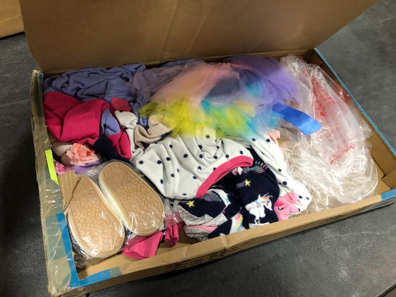 Photo 1 of BOX LOT OF ASSORTED CHILDRENS CLOTHES, VARIOUS SIZES