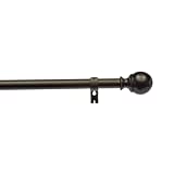 Photo 1 of Amazon Basics 1" Curtain Rod with Round Finials, 72" to 144" and Decorative Curtain Holdback, Set of 2, Espresso (Dark Bronze)
