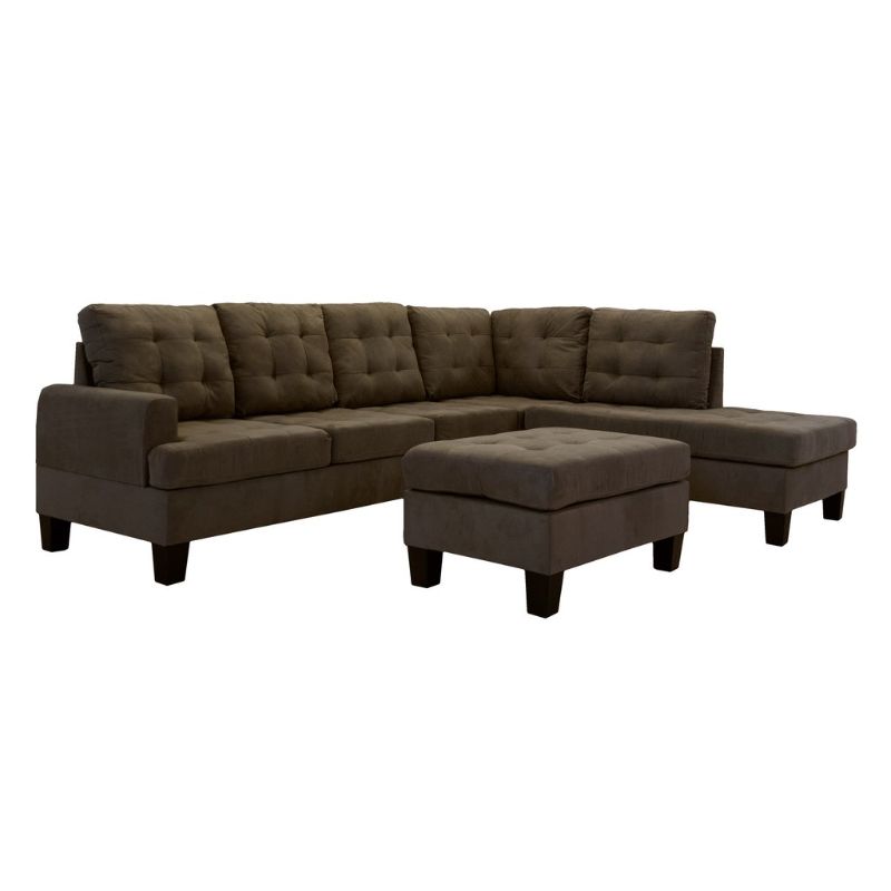 Photo 1 of ANGOLO 2 CLASSIC 3-PIECE SECTIONAL AND OTTOMAN SET, BOX 3 OF 4 ONLY, MISSING OTHER BOXES, BROWN