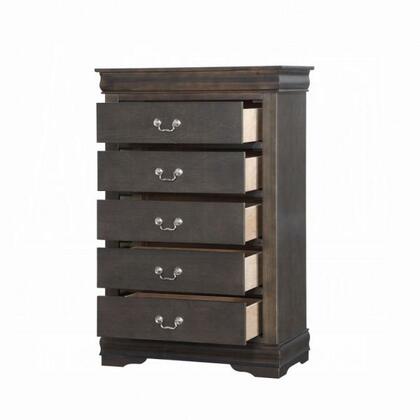 Photo 1 of Acme Furniture 26796 Louis Philippe Collection 26796 31" Chest with 5 Drawers, Brushed Nickel Metal Handles, Center Metal Drawer Glides, Pine Wood and Gum Veneer Materials in Dark Grey Finish
