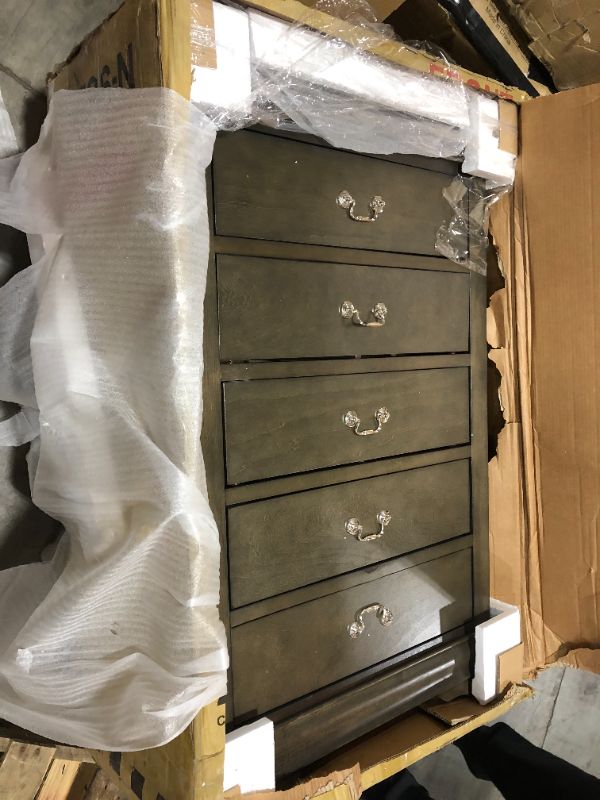 Photo 3 of Acme Furniture 26796 Louis Philippe Collection 26796 31" Chest with 5 Drawers, Brushed Nickel Metal Handles, Center Metal Drawer Glides, Pine Wood and Gum Veneer Materials in Dark Grey Finish
