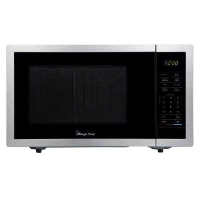 Photo 1 of Magic Chef 0.9 cu. ft. Countertop Microwave in Stainless Steel with Gray Cavity
