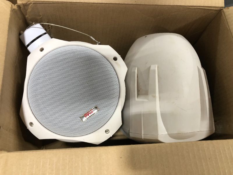 Photo 2 of Waterproof Marine Wakeboard Tower Speakers - 6.5in Dual Subwoofer Speaker Set and 1” Tweeter with 200 Watt Power - 2-way Boat Audio Stereo System with Mounting Bracket - 1 Pair - PLMRW65 (White)
