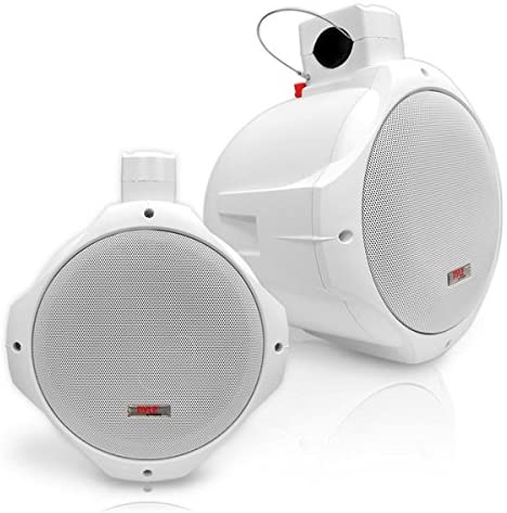 Photo 1 of Waterproof Marine Wakeboard Tower Speakers - 6.5in Dual Subwoofer Speaker Set and 1” Tweeter with 200 Watt Power - 2-way Boat Audio Stereo System with Mounting Bracket - 1 Pair - PLMRW65 (White)
