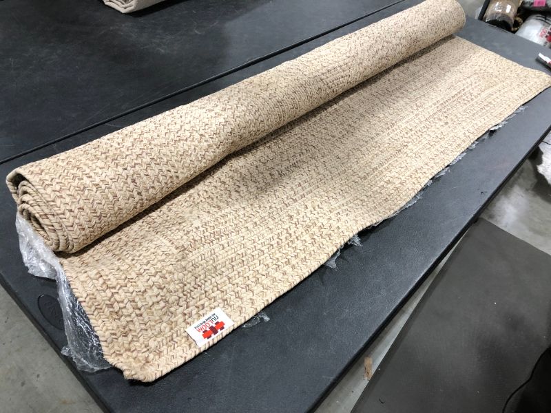 Photo 1 of 5 FT WIDTH WOVEN JUTE RUG, LIGHT BROWN