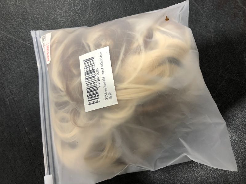 Photo 2 of 2PCS Messy Bun Hair Scrunchies for Women's Hair Messy Bun Hair Piece Synthetic Chignon Bun Extensions (Bleach Blonde)
