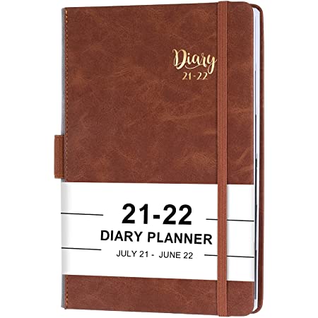 Photo 1 of 2021-2022 Diary - 2021-2022 Diary Planner, July 2021-June 2022, Appointment Book 5-3/4" x 8-1/4", Daily Planner with Monthly Tabs, Pen Loop, Banded, Bookmarks, Inner Pocket, BROWN, PACK OF 2
