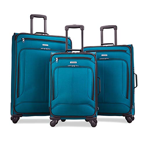 Photo 1 of American Tourister Pop Max Softside Luggage with Spinner Wheels, Teal, 3-Piece Set
