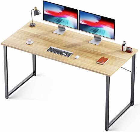 Photo 1 of Coleshome 55 Inch Computer Desk, Modern Simple Style Desk for Home Office, Study Student Writing Desk,Walnut
