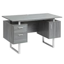 Photo 1 of Techni Mobili 52 in. Rectangular Gray/Chrome 2 Drawer Computer Desk with File Storage, BOX 2 OF 2 ONLY, MISSING BOX 1