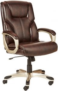 Photo 1 of AmazonBasics High-Back Leather Swivel Executive Desk Chair, BROWN