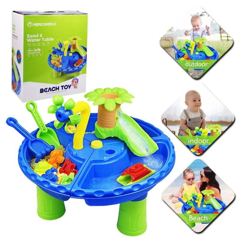 Photo 1 of Beach Play Activity Table Kids Durable Innovative Sand and Water Table with Cover Educational Games Toy for Outdoor Indoor