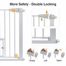 Photo 1 of Extra Wide Baby Gate Baby Fences Kids Play Gate Large Pet Gate with Swing Door For Doorway Stairs, WHITE