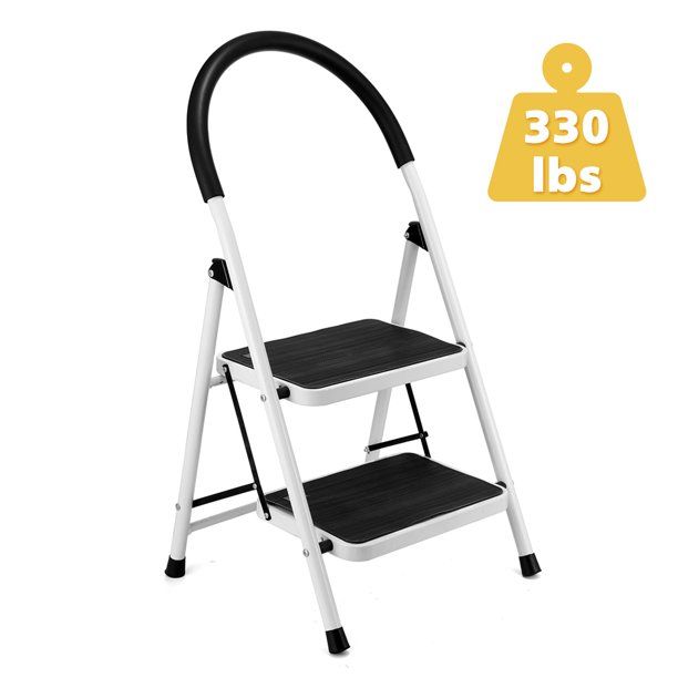 Photo 1 of KingSo Folding Step Stool, 2 Step Ladder Heavy Duty with Handgrip Sturdy and Wide Pedal Anti-Slip
