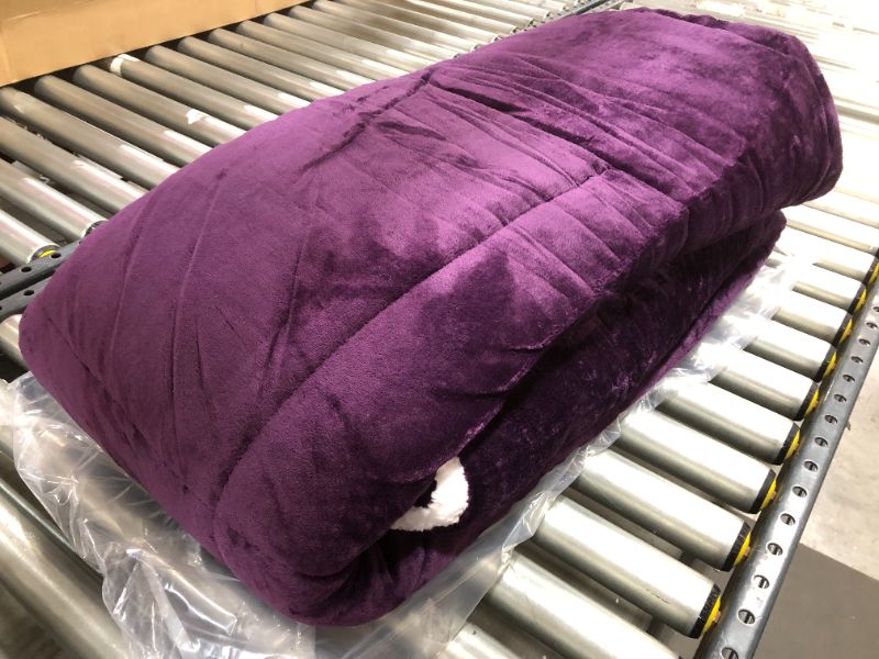 Photo 2 of 88 X 90 INCHES AMAZON BASICS PURPLE SHERPA THROWN BLANKET