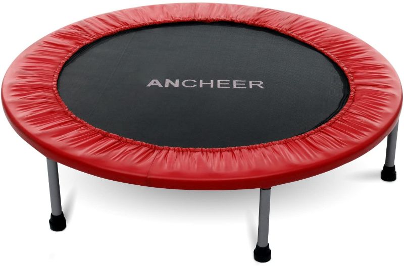 Photo 1 of ANCHEER Rebounder Trampoline 38 Inch for Adults and Kids, Foldable Mini Fitness Rebounder Trampoline with Safety Pad for Indoor Garden Workout Cardio Training Max Load 220lbs
