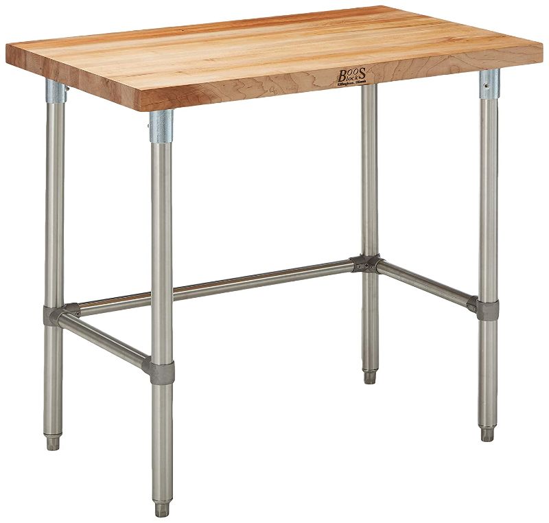 Photo 1 of ohn Boos SNB14 Maple Top Work Table with Stainless Steel Base and Bracing