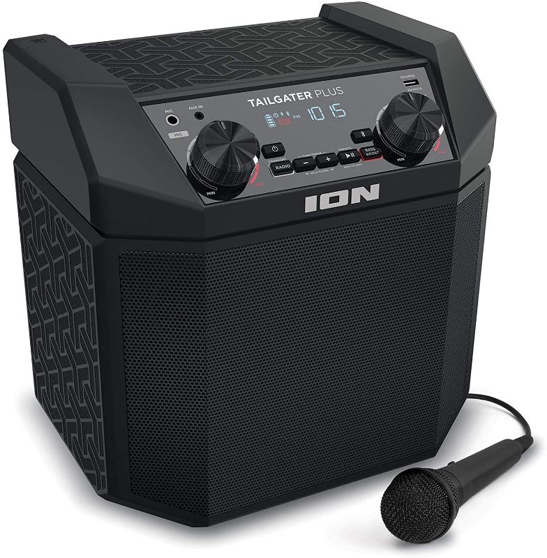 Photo 1 of ION Audio Tailgater Plus - 50W Portable Outdoor Wireless Bluetooth Speaker with 50 Hour Battery, Microphone, Radio and USB Charging
