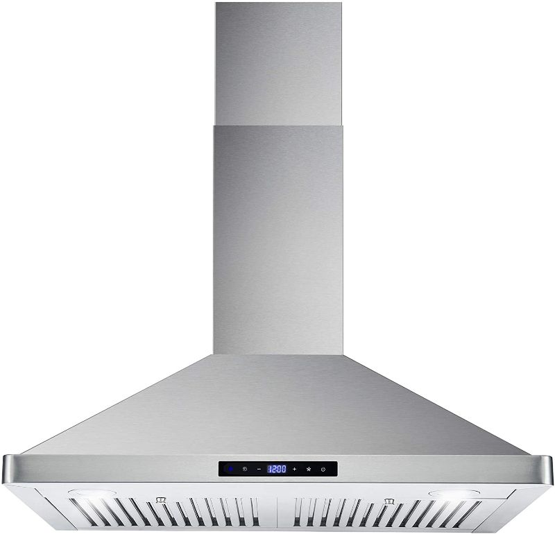Photo 1 of Cosmo 63175S 30 Inch 380 CFM Wall Mount Kitchen Range Hood with Soft Touch Digital Push Control and Energy Efficient LED Lighting, Stainless Steel