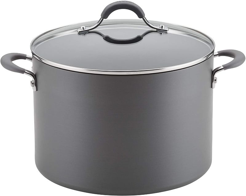 Photo 1 of Circulon Radiance Hard Anodized Nonstick Stock Pot/Stockpot with Lid - 10 Quart, Gray