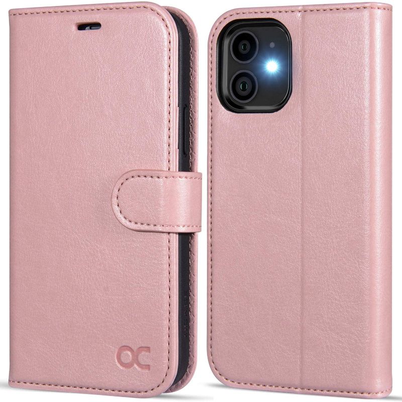 Photo 1 of iPhone 12 Pro Wallet Case, PU Leather Flip Case with Card Holders RFID Blocking Kickstand Phone Cover 6.1 Inch (Pink) pack of 2