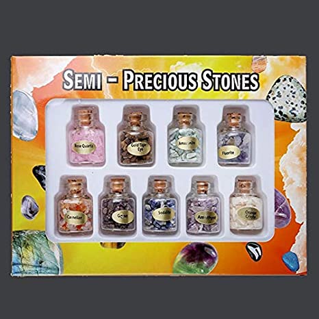 Photo 1 of 9 Mini Natural Semiprecious Gem Stone Bottles Chip Crystal Healing Tumbled Reiki Wicca Travel Decoration Stones Set