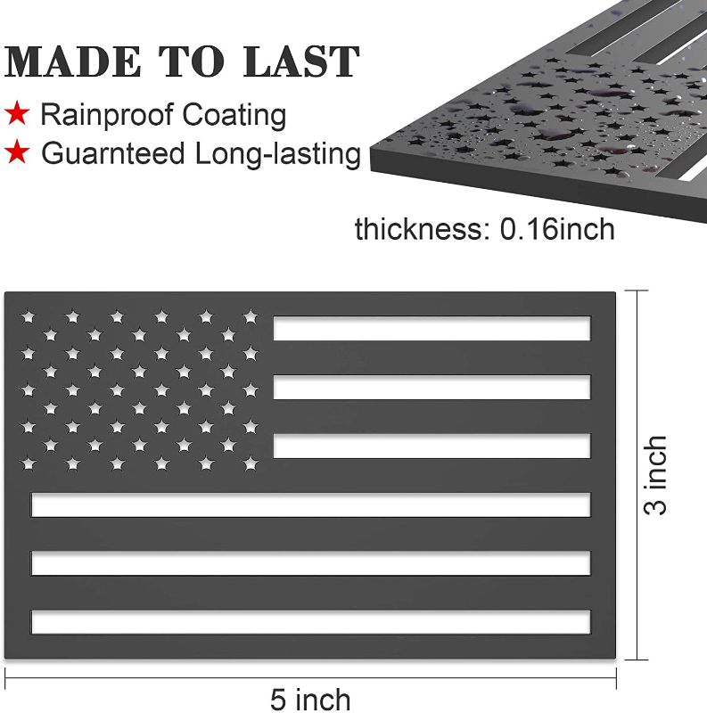 Photo 1 of 2 Pack 3D American Flag Sticker, 4mm Thickness Acrylic Cut-Out Car Military Patriotic Emblem, Matte Black Bumper Stickers Decal for Car Truck SUV