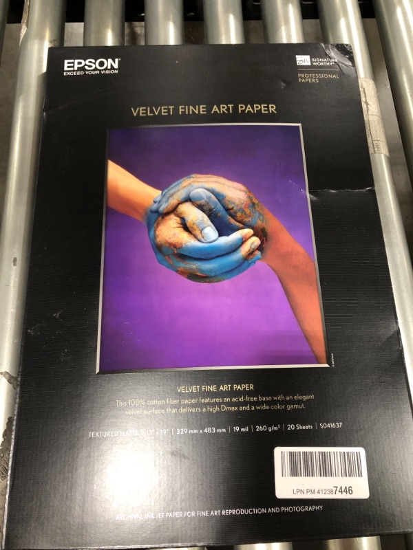 Photo 2 of Epson S041637 Velvet Fine Art Paper, 13 x 19, White (Pack of 20 Sheets)