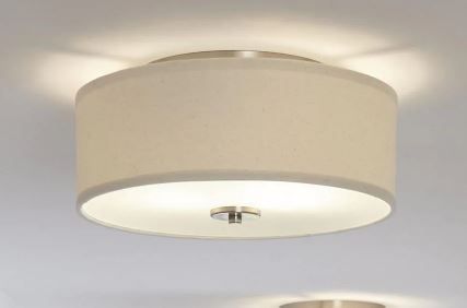 Photo 1 of 13 in. Light Brushed Nickel Bedroom Semi-Flush Mount