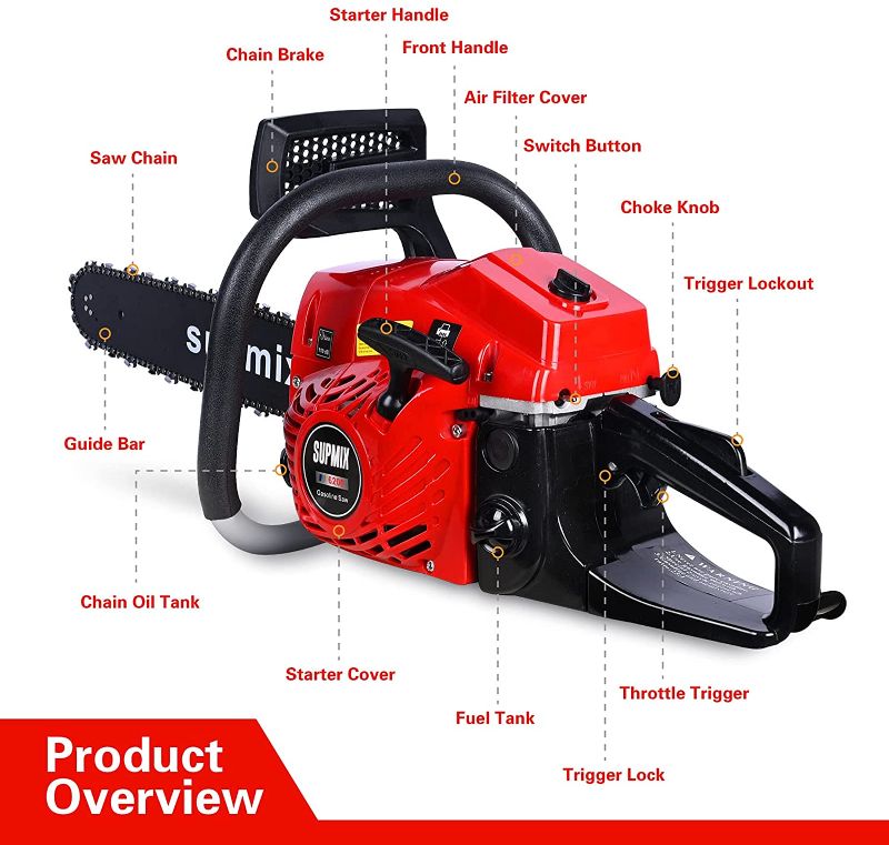 Photo 1 of 60cc Gas Chainsaw,Chainsaw Gas Powered 2-Cycle,Gasoline Gas Chain Saw with Max Speed 11800/min,Handheld Cordless Petrol Chainsaw for Garden,Farm,Home